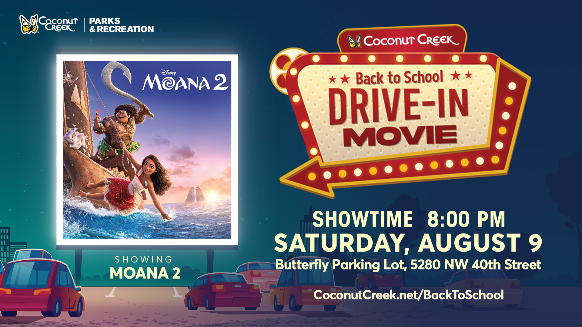 Coconut Creek Back to School Drive-In Movie: Moana 2